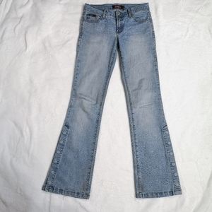 Vintage Y2K Lowrise Flare Jeans Angel Jeans American Brand With Metal Snaps